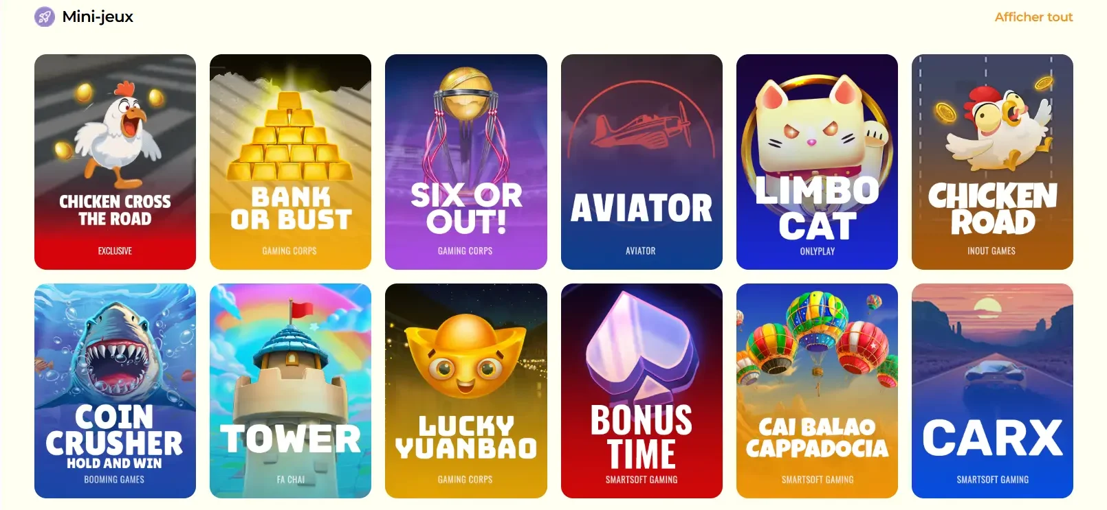 Sélection de mini-jeux de casino en ligne sur Julius Casino